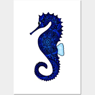 Seahorse (indigo) Posters and Art